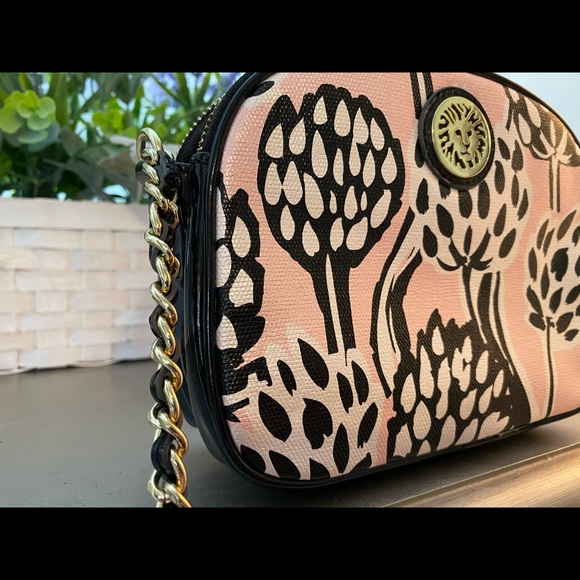 Anne Klein pink and black floral shoulder bag - Picture 2 of 5